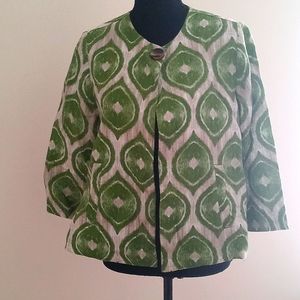 CHICO'S green and cream jacket